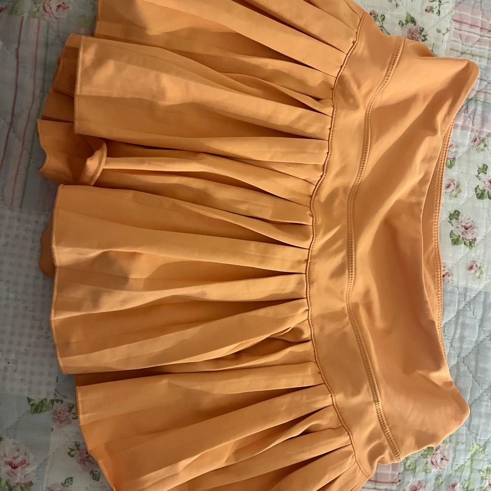 Elegant Orange Pleated Skirt
